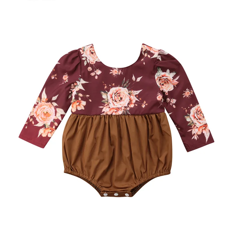 

Newborn Infant Cute Long Sleeve Baby Girl Bodysuit Baby Clothes Floral Loose Leotard Body Tops