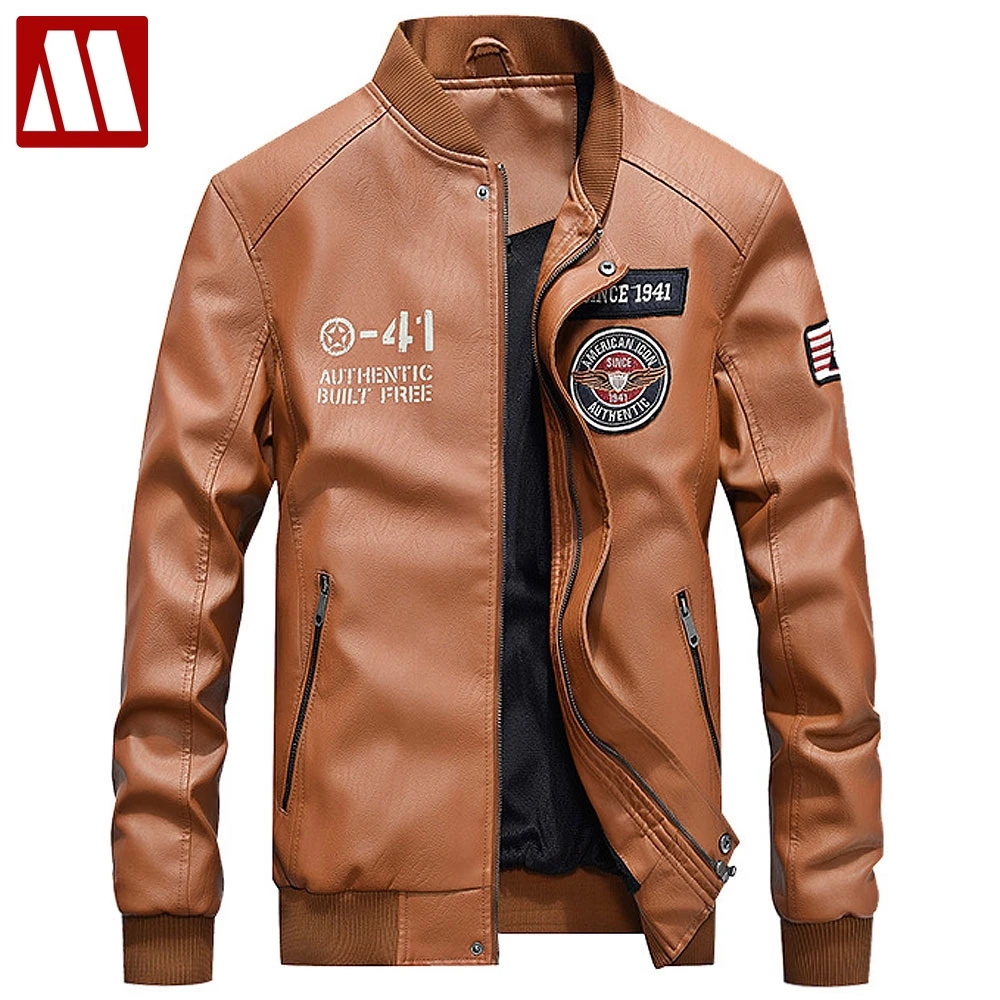 Mens Faux Leather Jacket Tactical Bomber Jacket Male Military Warm Padded Flight Army Jackets Winter Black Motorcycle Pilot Coat