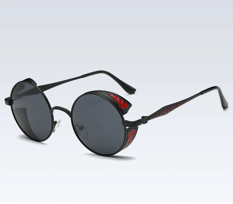 Металлические круглые поляризационные солнцезащитные очки, мужские готические вампирские стимпанк Солнцезащитные очки, женские модные Ретро Винтажные защитные очки Polaroid