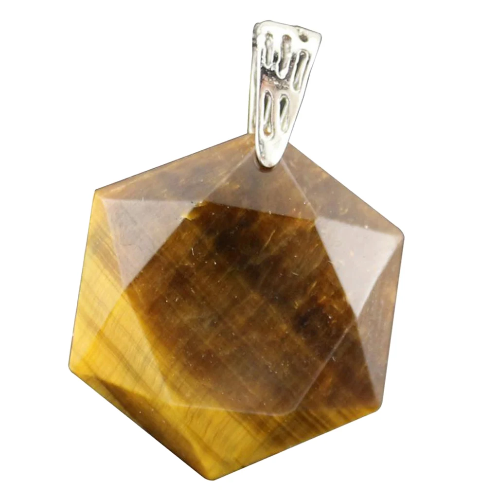 Luster Smooth Polished Crystal Jewish Star of David Hexagram Shape Stone Pendant for Necklace Pendant Metal Bail Clasp