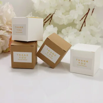 

50pcs Small Kraft Paper Square Candy Box Rustic Wedding Favors Candy Holder Bags Wedding Party Gift Boxes Chocolate Wrapping
