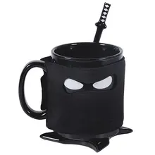 Berühmte cartoon ceramics ermorden koffein ninja tasse heißhunger becher schwarze maske keramik mit löffel schwert und shuriken bahn