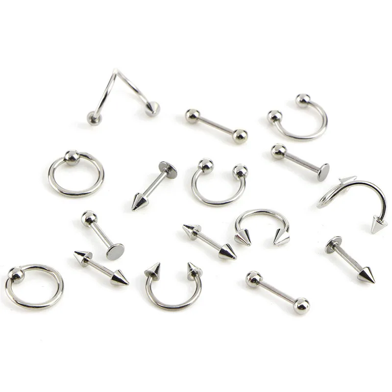 lots Tongue Sourcils Lip Belly Navel Ring Body Piercing Bijoux 85pcs