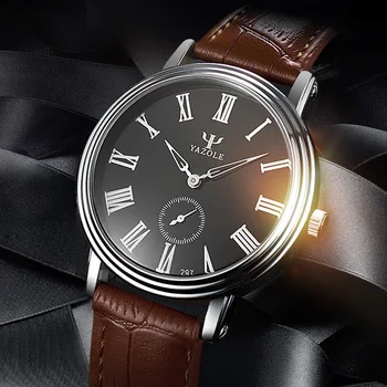 

2020 New Brand Yazole Watch Blue Glass Men's Slim Watch Quartz Watch Business Unique Leisure Leather Watches Relogio Masculino