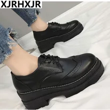 Туфли без каблуков ботинки-оксфорды в британском стиле Для женщин весенние оксфорды из мягкой кожи плоская подошва повседневная обувь на шнуровке женская обувь ретро броги