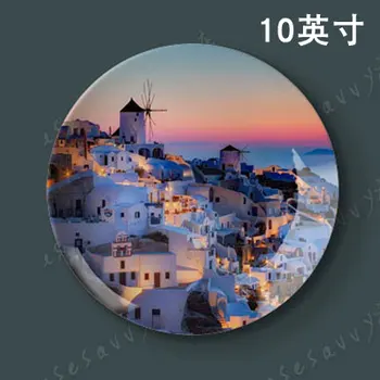 

10 inch European Mediterranean Style Decorative Plate Restaurant Cafe Hotel Background Wall Hanging Plate Ceramic Dish