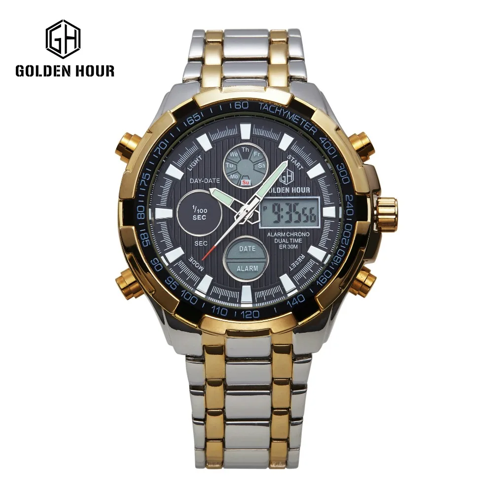 2017 Hot Stainless Steel golden Watch Men watch Analog