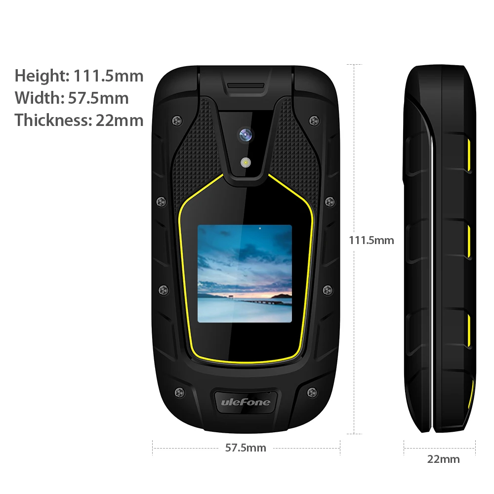 Ulefone бронированный флип Водонепроницаемый IP68 1200mAh 1.3MP Dual Sim 2 4 дюймов + 1 44 экран