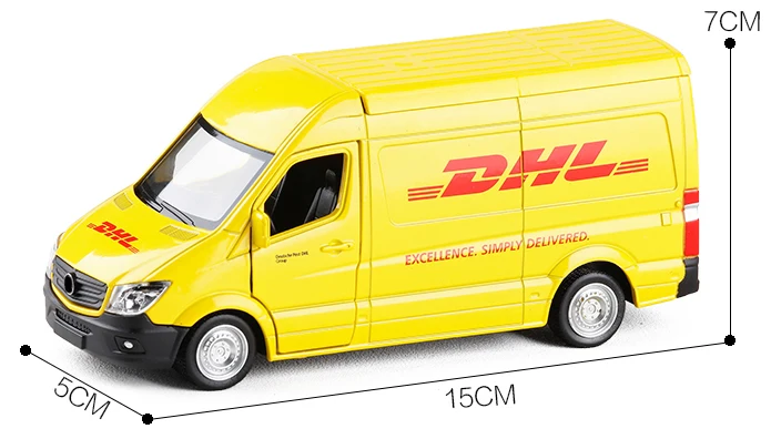 Высокая симуляция 1:36 грузовик DHL игрушечных транспортных средств сплав оттягивать назад автомобиль Реплика Авторизованная оригинальной фабрикой Модель Коллекция игрушек