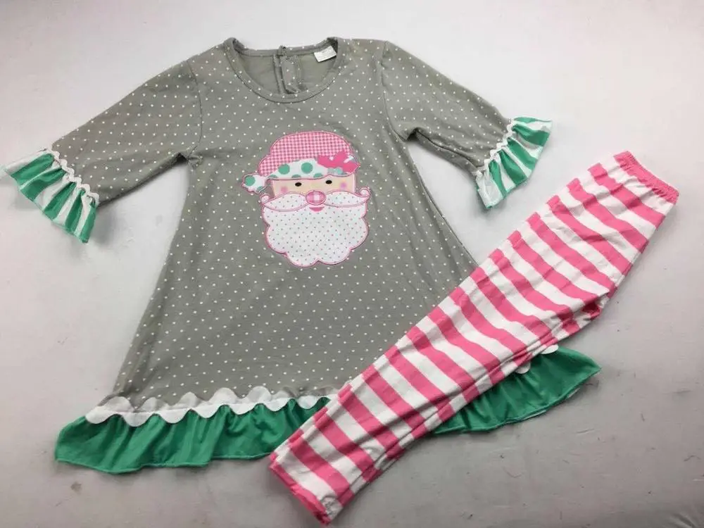 

Children's Christmas suit Girl's Santa Claus long-sleeved striped pantsuit