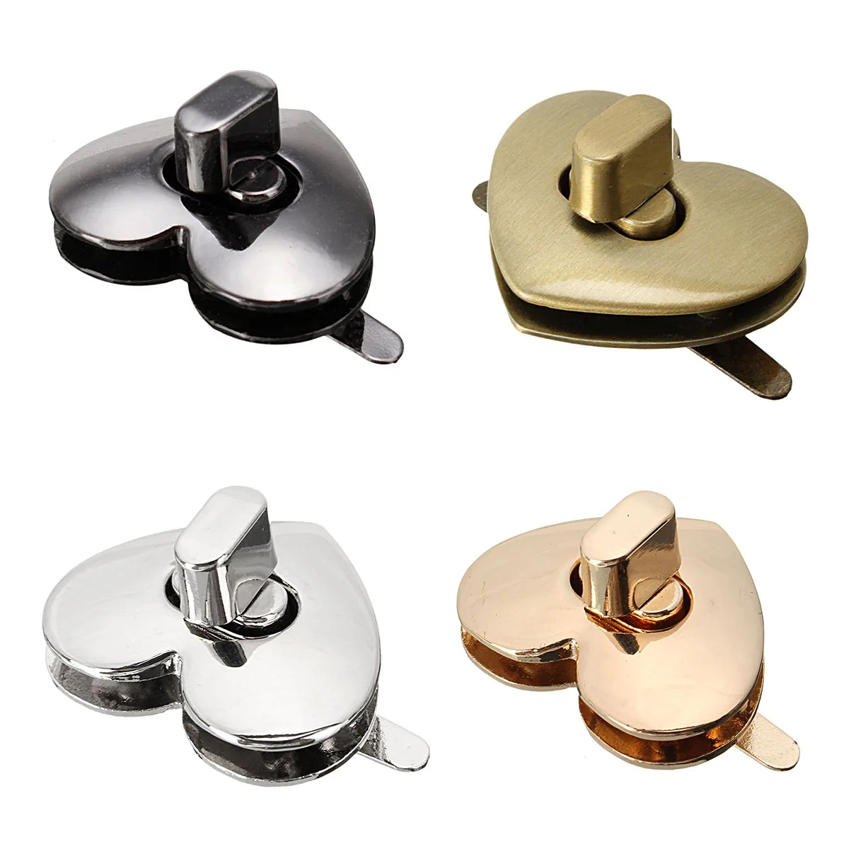 32mm X 28mm Heart Shape Clasp Bronze Tone Trunk Lock Replacement Bag DIY Accessories Purse Snap