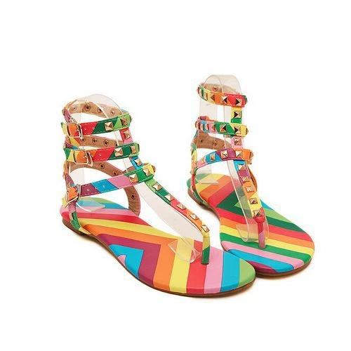 womens rainbow colored sandals