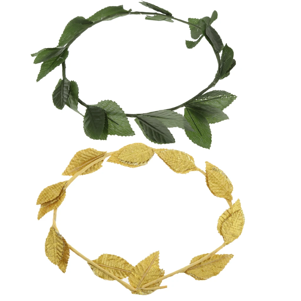 2pcs Green Gold Leaf Hairbands RomanGreek Goddess Caesar Laurel Wreath Leaves Headband Photo Prop Headband Headwear