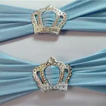 100 шт. спандекс эластичная лента для стула с Пластик пряжка с короной 43 Цвета эластичная лайкра стул, платье с лентой на поясе для свадебного банкета, вечеринки DHL