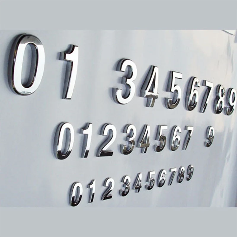1 шт. 5 см 3D цифры 0-9 номер Наклейка табличка знак отель Серебристая дверь номер табличка современный покрытый дом домашний декор
