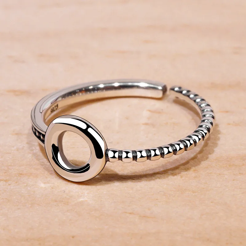 

100% Authentic 925 Sterling Silver Fresh Circle Open Rings For Women High Quality Retro Style Ripple Womens Rings Jewelry