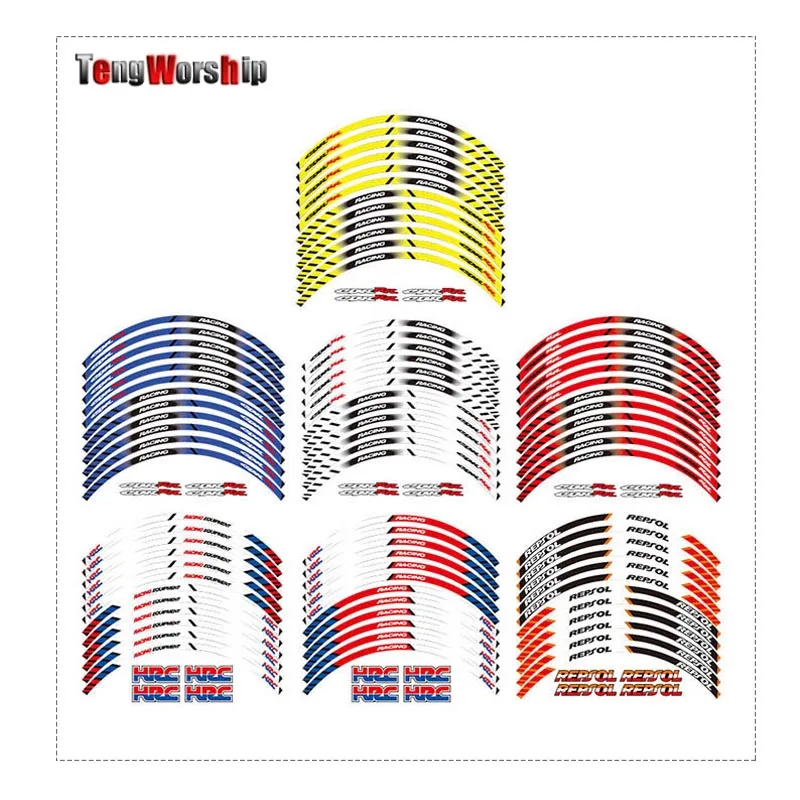 

12 X Thick Edge Outer Rim Sticker Stripe Wheel Decals FIT all HONDA REPSOL HRC CBR250RR CBR400RR CBR600RR CBR1000RR