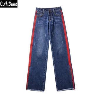 

Cultiseed 2019 Women Jeans Pants Slim Stretch Cotton Denim Trousers for Woman Blue Wide Leg Pants Denim Wash Trousers Female