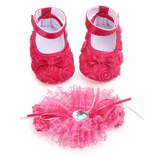 Изготовленные на заказ блестящие бант стразы принцессы детская обувь для малышей шикарные первые ходунки обувь для маленьких девочек благородная винно-красная повязка для волос JN