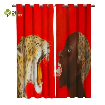 

Dear House Animal Tiger African Girl Curtains Tiger Curtains Living Room Bedroom Kitchen Curtain Luxury Home Decoration