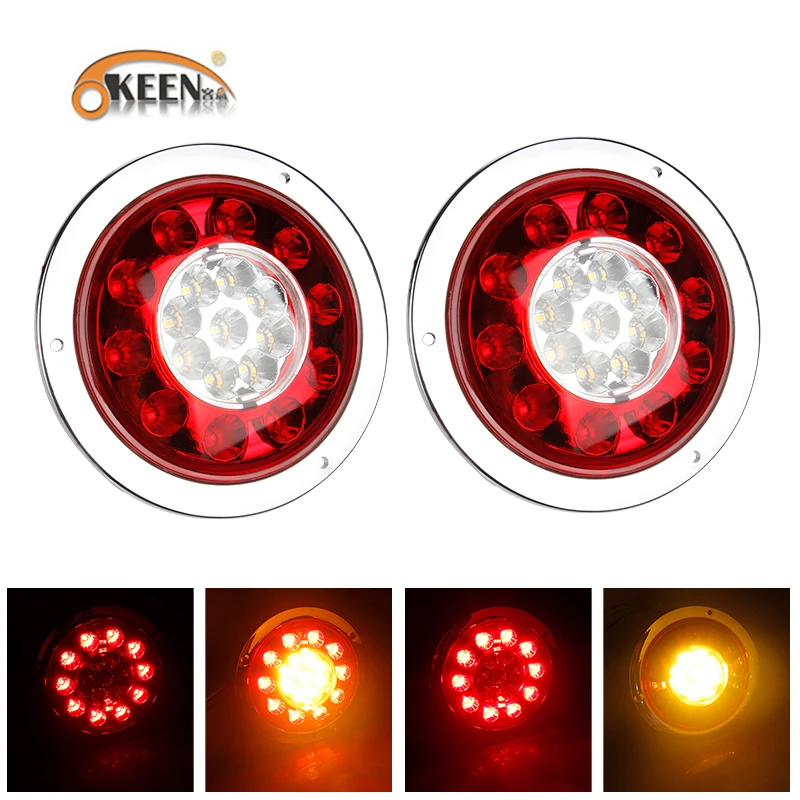 

OKEEN 2pcs Waterproof 19 LEDs Car LED Rear Tail Lights Stop Brake Light for Truck Trailer Vehicles 12V 24V Side Lamp Red Yellow