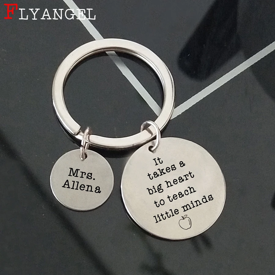 

Customized Name 1pc Teacher Keychain Engraved It takes a big heart to teach little minds Keyring Jewelry For Teacher's Day Gift