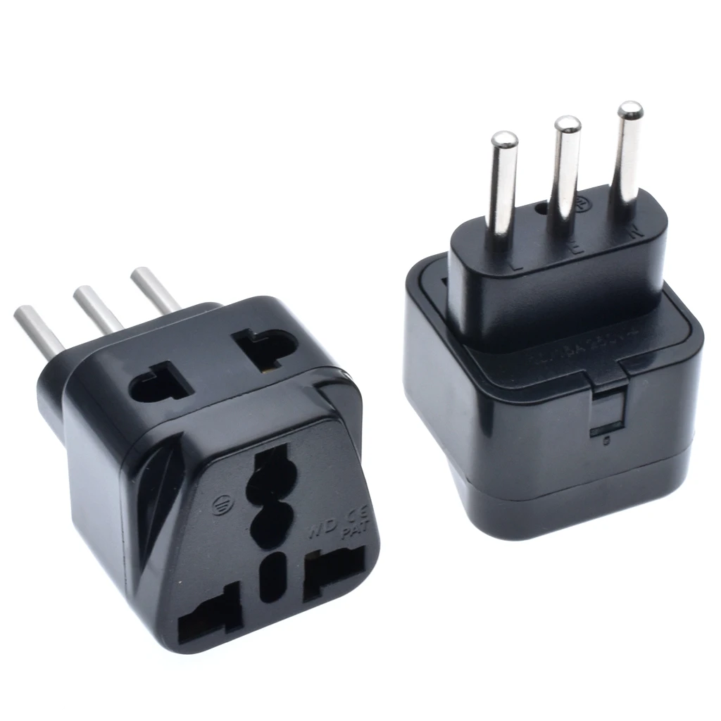 Italian, Uruguay Travel Adapter Type L, 2 Outlet AC Plug Convert World
