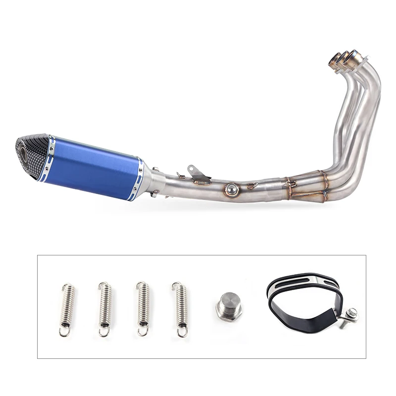 Para yamaha FZ09 MT09 MT-09 FZ-09 2014-2018 para rastreador sistema completo de fibra de carbono escapar medio tubo silenciador de escape antideslizante en