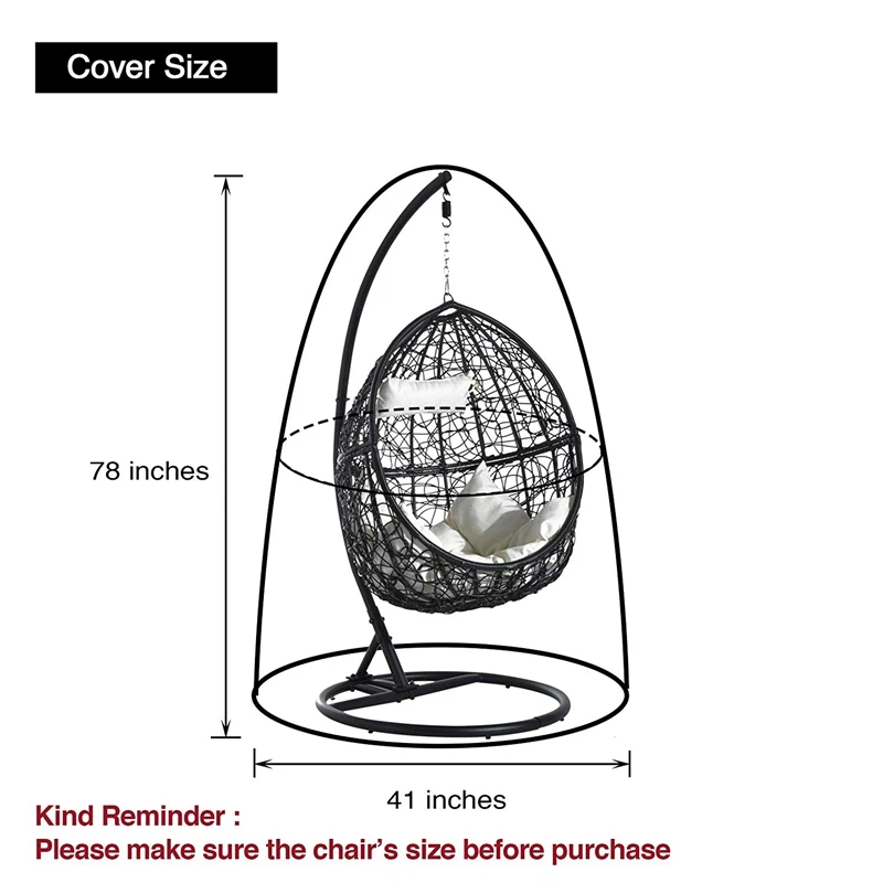Открытый патио Висит чехлы на стулья, чехлы на Heavy Duty кресло качелей яиц Чехлы Пылезащитный чехол, открытый сад Водонепроницаемый протектор(серый