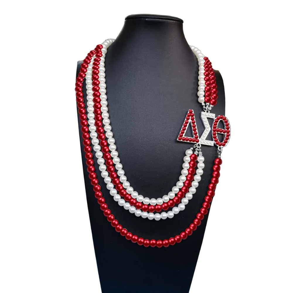 Skup Topvekso grecja grecki Sorority afryki kolor perłowy czas letni wielowarstwowe oświadczenie biżuteria Delta Sigma Theta naszyjnik z pereł