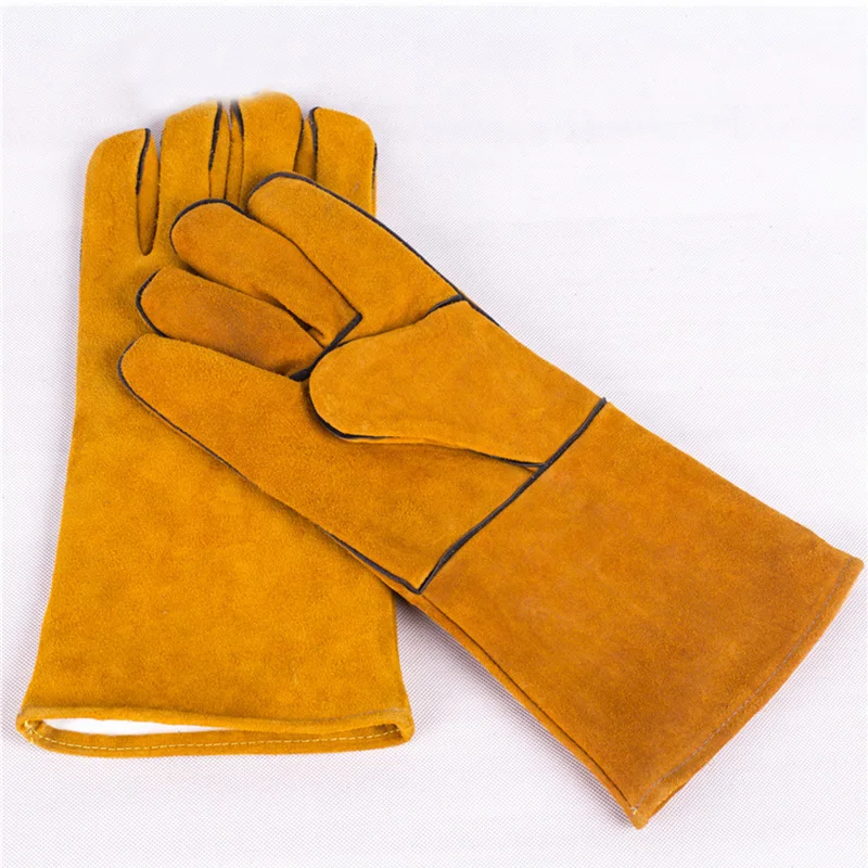 1 пара Сварка перчатки коровьей Электрический Кожа сварочные защитные перчатки огонь, высокая Температура защиты безопасности на рабочем