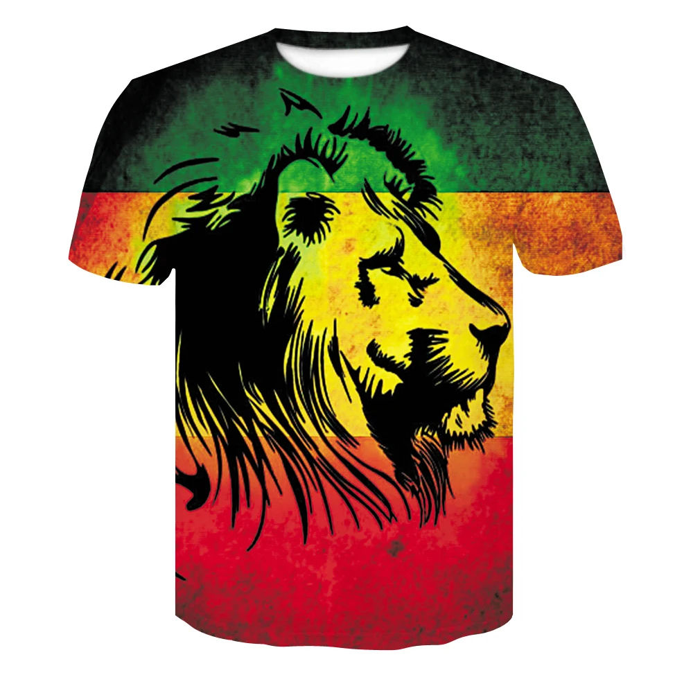 

Hot T-shirt 2019 Summer New Men's T-shirt 3D lion Fashion O-neck Short-sleeved Tops Street Round Neck T-shirt Unisex casual tops