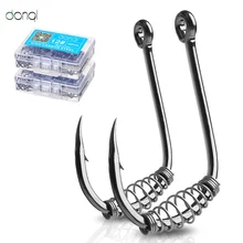 DONQL 10Pcs/20Pcs/50 Pçs/lote Farpado Anzóis De Pesca Durável Mola Elevada do Carbono Hole1 #-15 # Baixo Carpa anzóis Enfrentar Acessórios