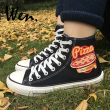Вэнь мужские высокие кроссовки обувь для скейтбординга пиццы дизайн для мужчин и женщин скейтбординг обувь на шнурках