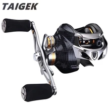 Taigek 19 подшипникового металла большая катушка бренд морской baitcasting катушка рыболовная катушка 7.0:1 левый правый наживка литья катушка для спиннинга мультипликаторные