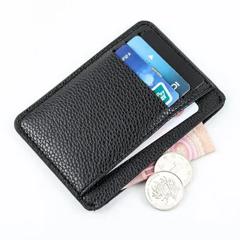 

Men Card Holder PU Leather 6 Cards Slot Ultra-thin Lichee Pattern Wallet LXX9