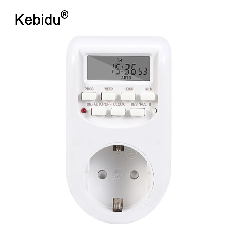 

kebidu Digital Timer Switch EU Plug Kitchen Timer Outlet 220V 50HZ 10A 7 Day 12/24 Hour Programmable Timing Socket wholesale