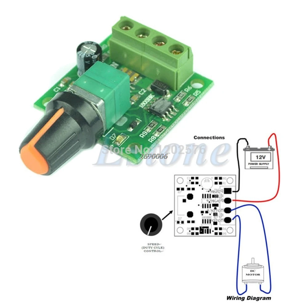 

DC New 1.8V 3V 5V 6V 12V 2A Low Voltage Motor Speed Controller PWM 1803B