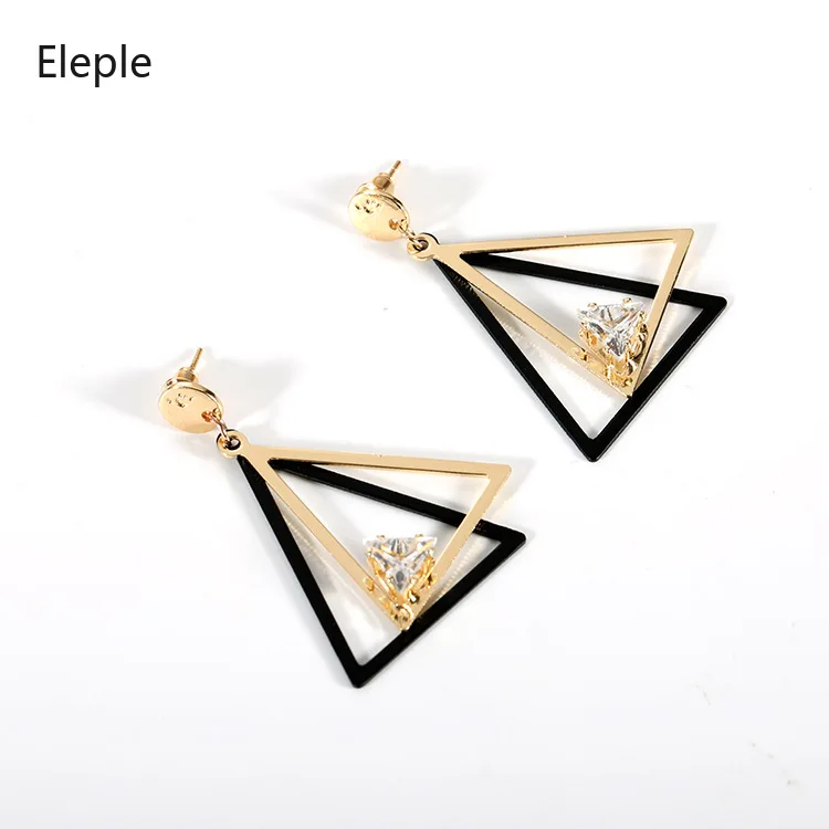 

Eleple Dropshipping Classic Geometric Dangle Earrings for Woman Simple CZ Earrings Fashion Jewelry Supplier B3019