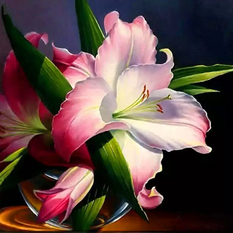 

YUMEART DIY Diamond Painting Flower Diamond Painting Cross Stitch Mosaic Lily Diamond Embroidery Handicraft Wedding Room Decal