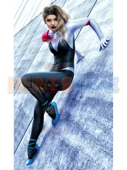

Gwen Stacy Spider-Man: Into the Spider-Verse Cosplay Costume 3D Print Spandex Zentai Bodysuit halloween costume for woman