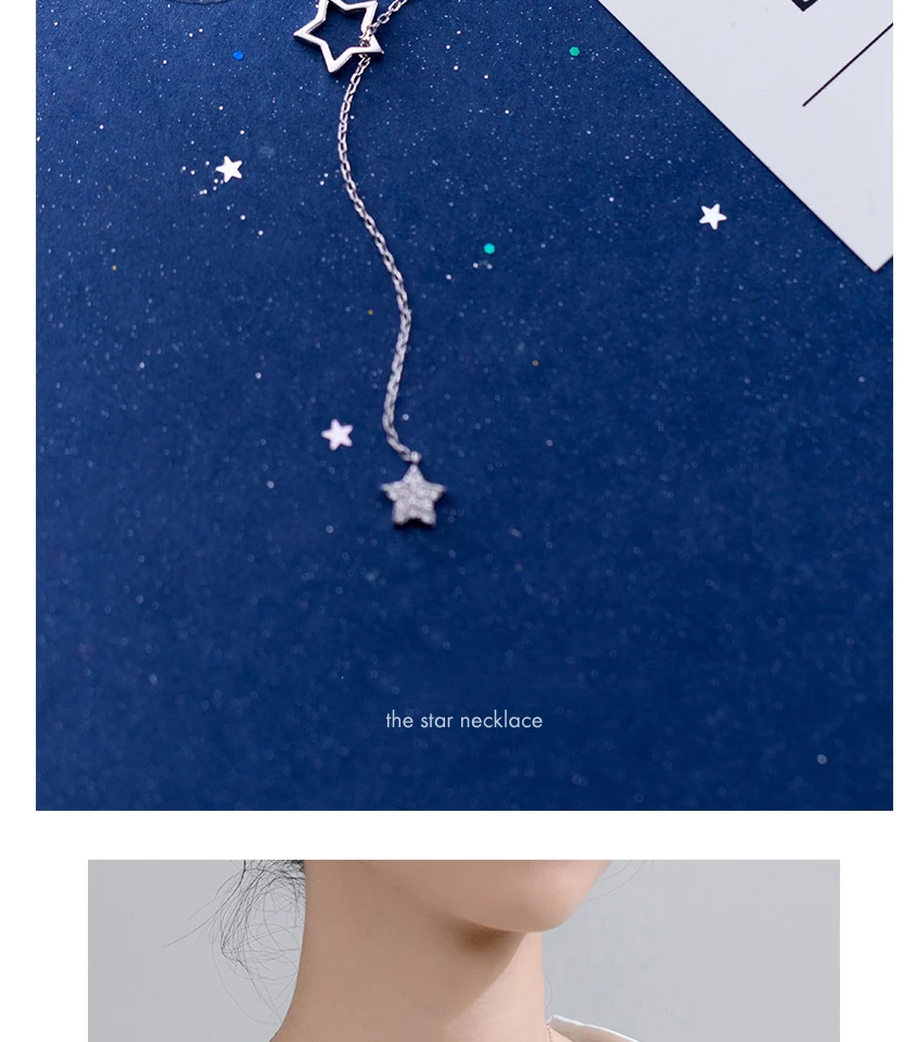 925 Sterling Silver Star Pendant Necklace Cubic Zirconia Micro Paved Fashion Jewely Sex Small Choker Necklaces For Women Girls (7)