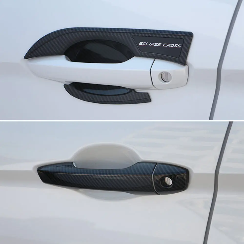 

ACCESSORIES FOR MITSUBISHI ECLIPSE CROSS 2018 2019 CHROME CARBON FIBER EXTERIOR DOOR HANDLE COVER BODY MOLDINGS CAR STYLING
