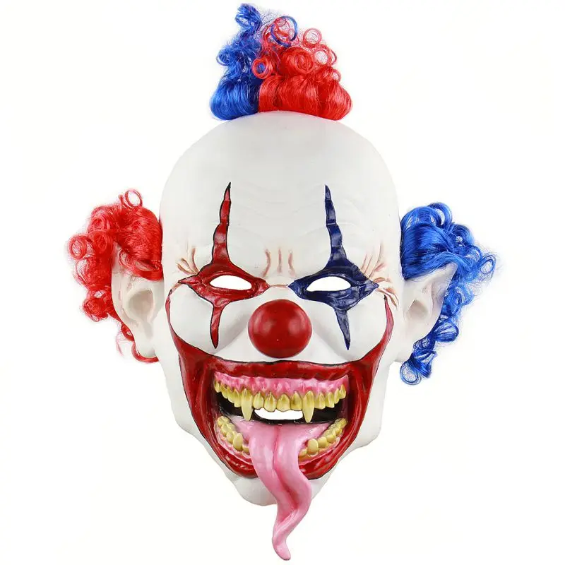 

Joker Clown Costume Mask Creepy Evil Scary Halloween Clown Mask Adult Ghost Festival Party Mask Supplies Decoration