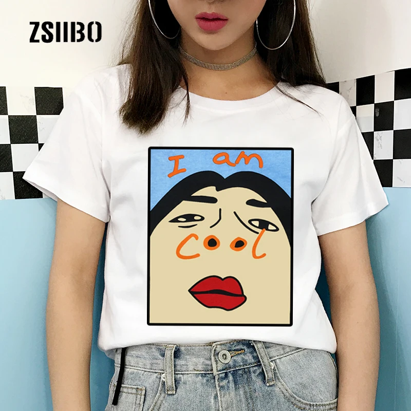 

Summer new Harajuku I am Cool Funny Letter Print T shirt Women Korean Creative Female T-shirt Fashion Spoof cute Top Tee S-2XL