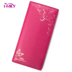 HMILY кошелек из натуральной кожи женский цветочный стиль женский кошелек длинный из натуральной воловьей кожи женский кошелек розовый
