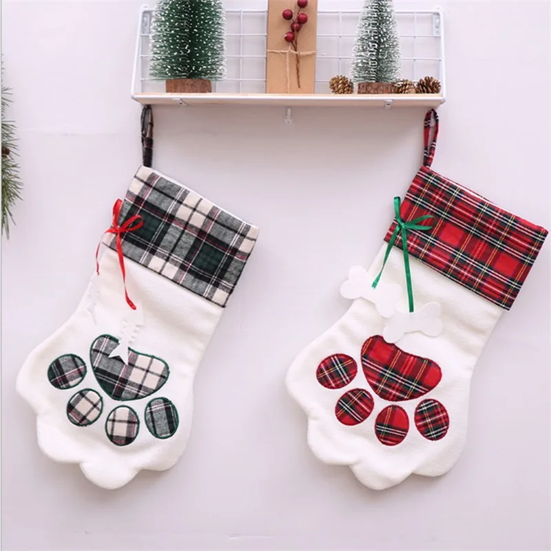 

Urijk 1PC Christmas Decor Supplies Dog Claw Snowman Handbag Gift Bag Pendant Party Accessories New Year Christmas Stocking