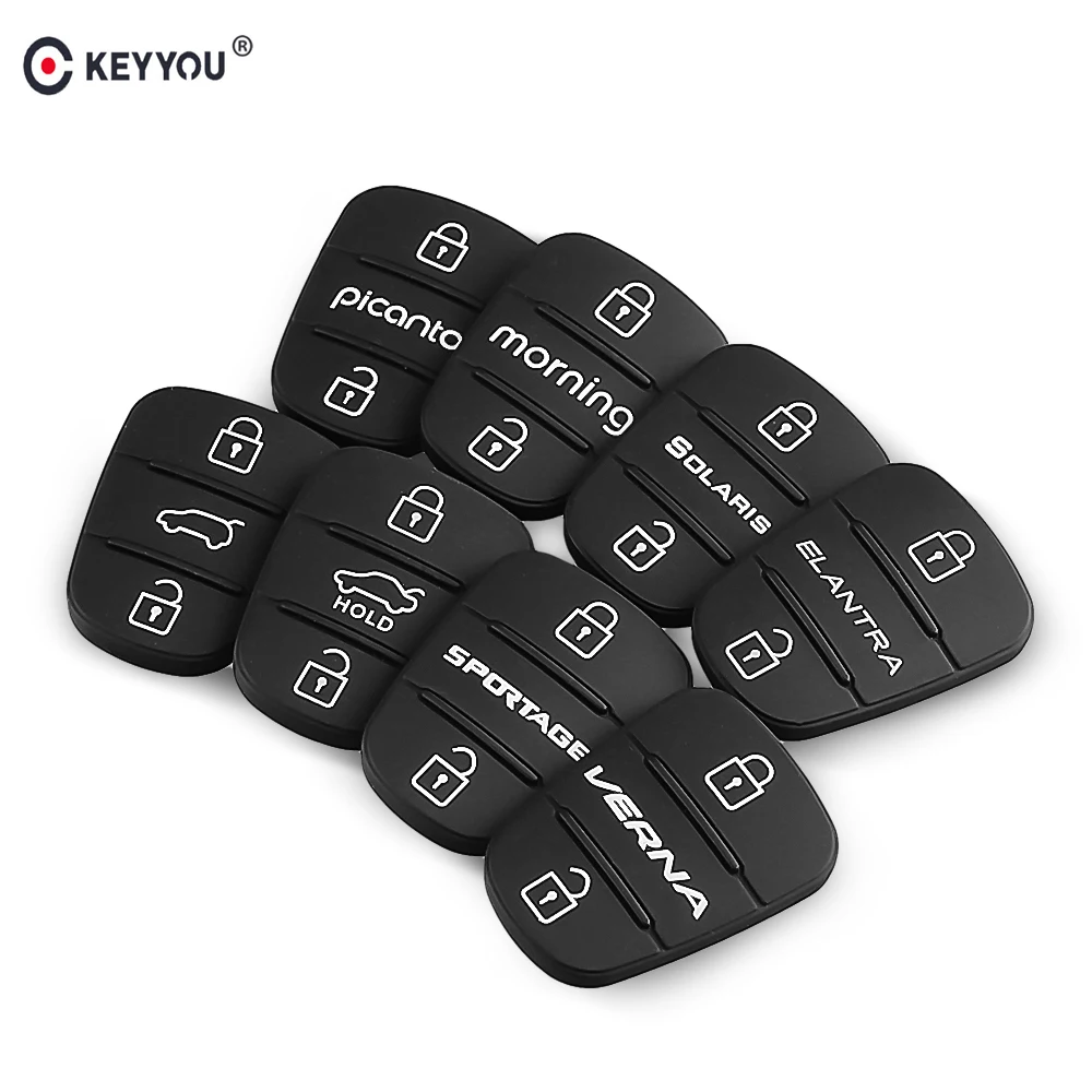 KEYYOU резиновый кнопочный коврик для hyundai l10 l20 l30 Picanto Solaris Rio Sportage Elantra Kia Verna Picanto k2 K5 откидной дистанционный ключ