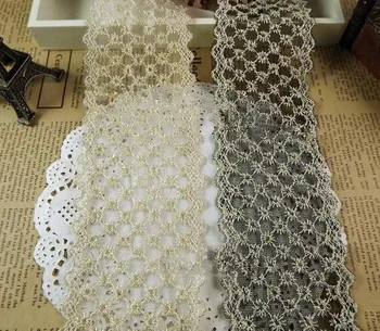 

african lace fabric 30yards/lot,7cm exquisite gold lace embroidery lace guipure lace fabric headband hair bow DIY accessory