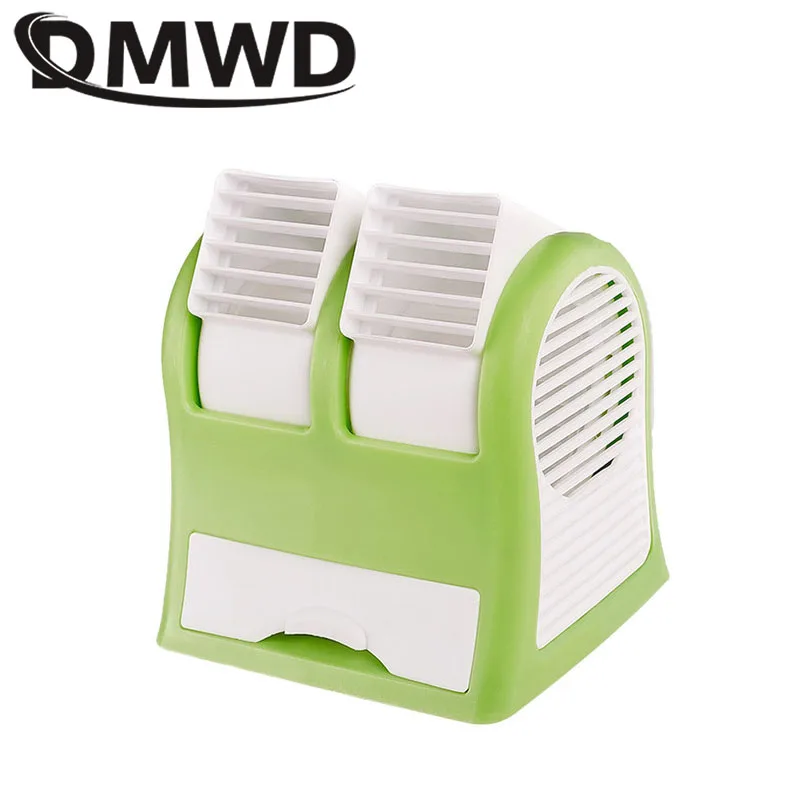 DMWD мини USB безлопастный кондиционер вентилятор портативный аккумулятор Настольный Без Лопастей Электрический туман кондиционер кулер офисный вентилятор - Цвет: Green